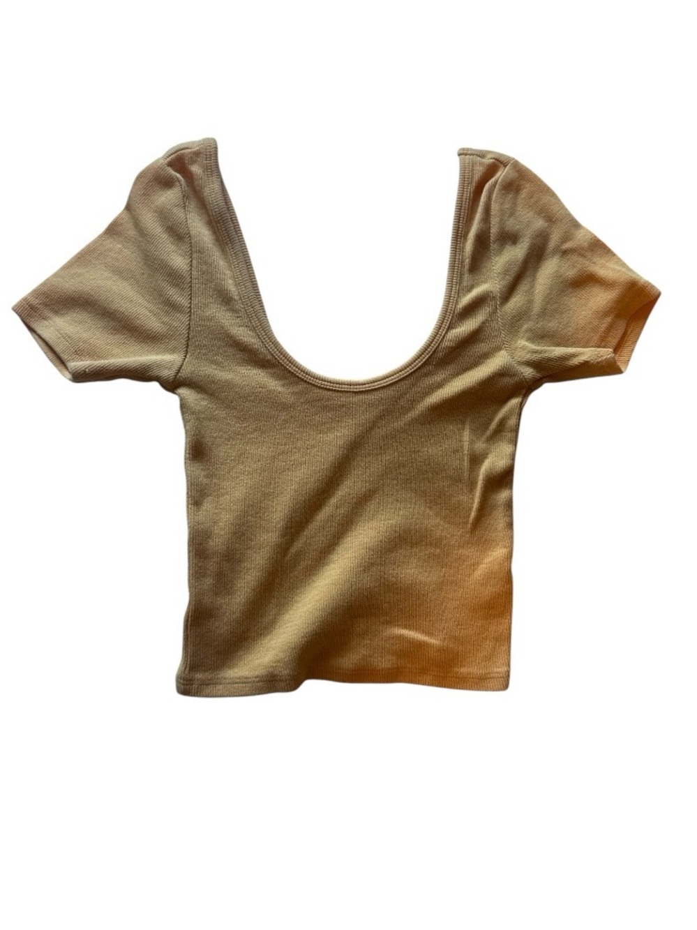 PacSun Ribbed Scoop Crop Top in Tan